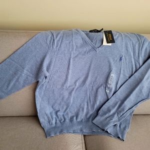 V neck light blue sweater